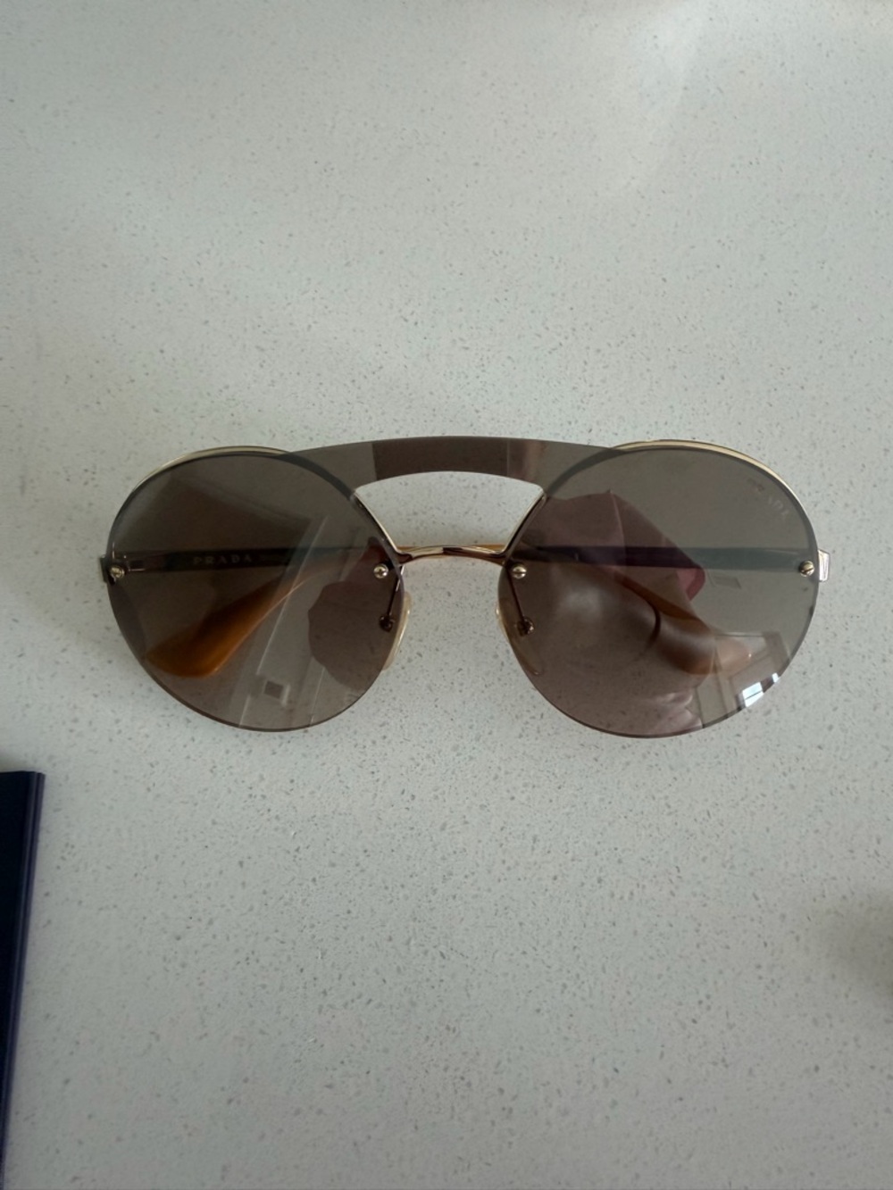 Prada Gold Frame Brown Gradient Aviator Sunglasses